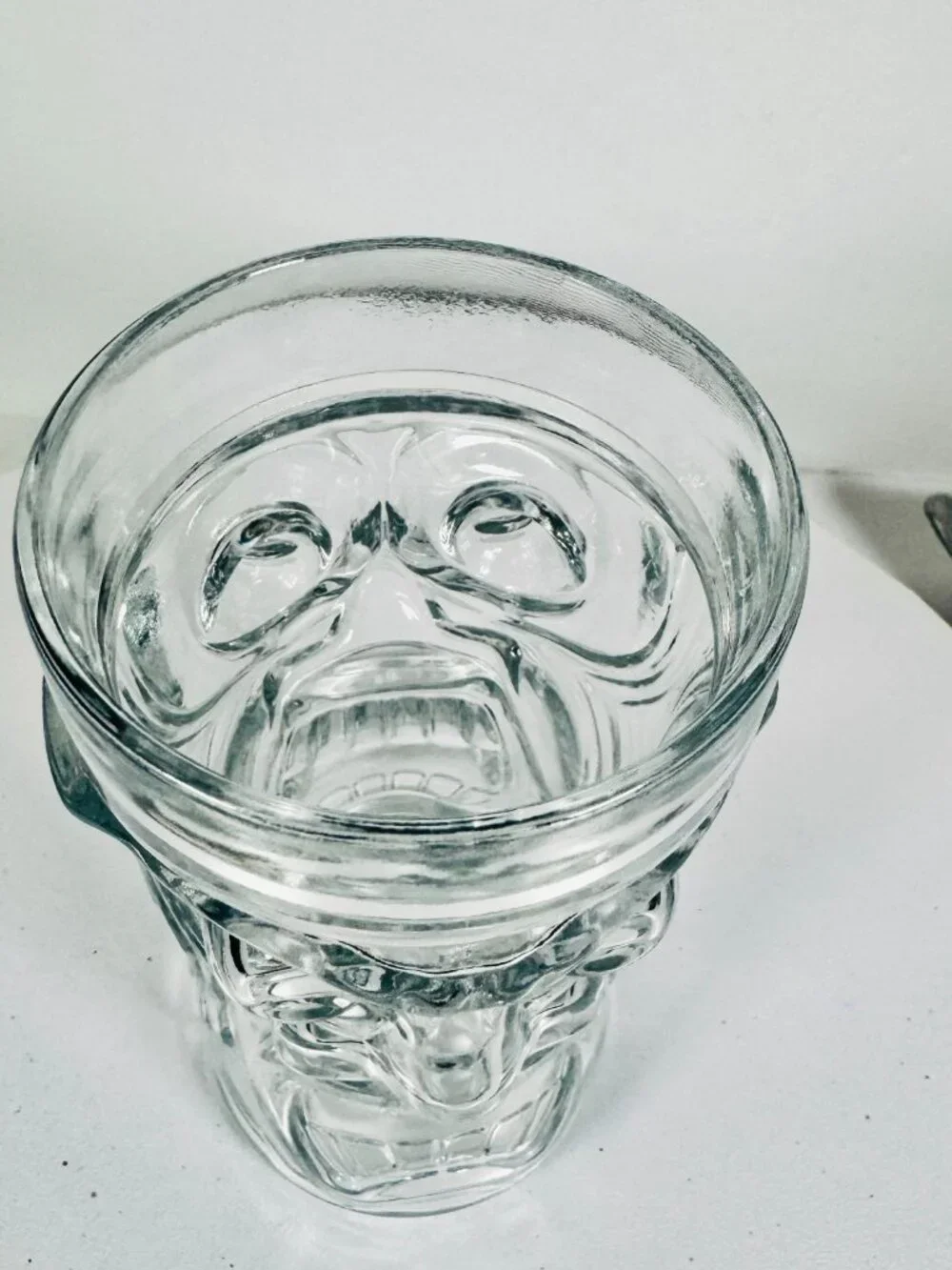Anchor Hocking 16 oz Clear Glass Screaming Tiki Tropical Vtg Tribal God